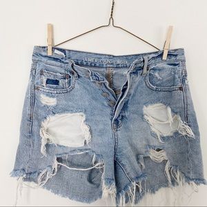 AMERICAN EAGLE Distressed Button Fly Cut Offs